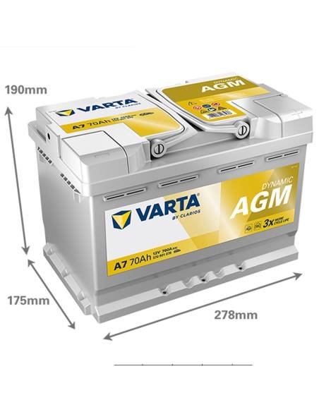 VARTA A7 - Baterias AGM Varta 70Ah 760A 278x175x190 DRT - Image 3